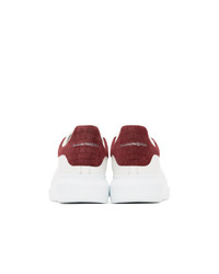 Alexander McQueen White And Burgundy Croc Oversized Sneakers
