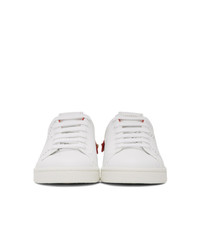 Valentino White And Red Garavani Vlogo Backnet Sneakers