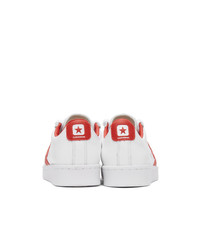 Converse White And Red Leather Pro Og Sneakers