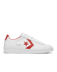 Converse White And Red Leather Pro Og Sneakers