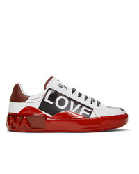 Dolce and Gabbana White And Red Portofino Melt Love Is Love Sneakers