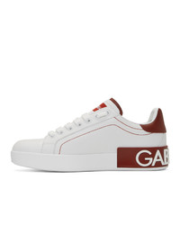 Dolce And Gabbana White And Red Portofino Sneakers