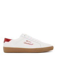 Saint Laurent White And Red Signa Sneakers