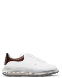 Alexander McQueen White Brown Croc Clear Sole Oversized Sneakers