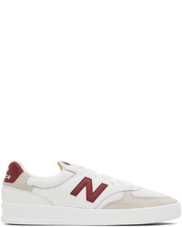New Balance White Red 300 Court Sneakers