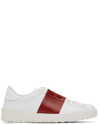 Valentino Garavani White Red Leather Open Sneakers