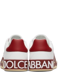 Dolce & Gabbana White Red Portofino Low Top Sneakers