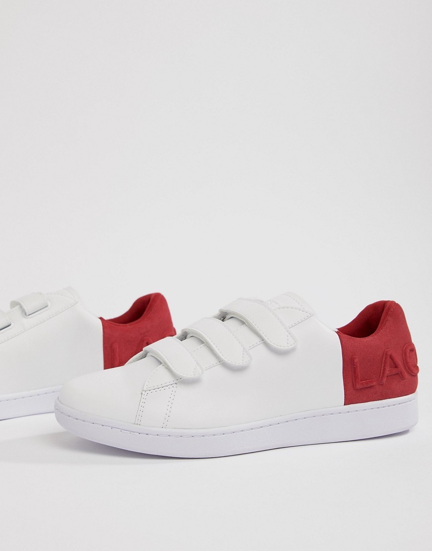 red lacoste trainers