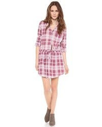 White and Red Plaid Casual Dress