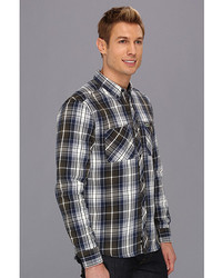 Lacoste Lve Long Sleeve Button Down Twill Plaid Woven Shirt