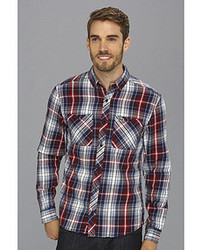 Lacoste Lve Long Sleeve Button Down Twill Plaid Woven Shirt
