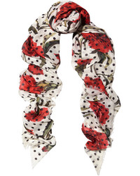 White and Red Polka Dot Scarf