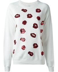 Au Jour Le Jour Sequin Embroidered Lips Sweatshirt
