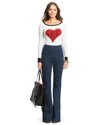 Diane von Furstenberg Dvf Jillna Heart Print Sweater