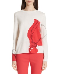 St. John Collection Intarsia Knit Cashmere Jersey Sweater