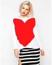Love Moschino Large Heart Print Long Sleeve Sweater