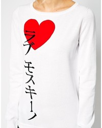 Love Moschino Long Sleeve Japanese Script Heart Sweater