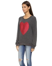 Wildfox Couture Wildfox Sparkle Heart Baggy Beach Pullover