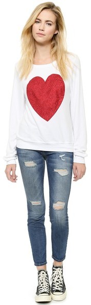 nyheder Globus velsignelse Wildfox Couture Wildfox Sparkle Heart Baggy Beach Pullover, $98 |  shopbop.com | Lookastic
