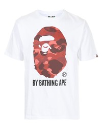 A Bathing Ape Color Camo Logo Print Cotton T Shirt
