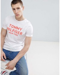 Tommy Hilfiger Large Logo T Shirt In White