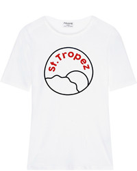 Frame Le St Tropez Printed Stretch Supima Cotton T Shirt White