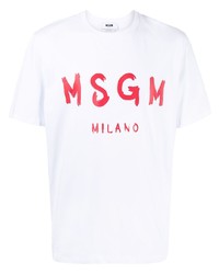 MSGM Logo Print Crew Neck T Shirt