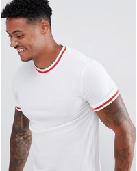 ASOS DESIGN Muscle Fit Ribbed T Shirt With Tipping