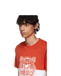 Kenzo Red And White Limited Edition Colorblock Tiger T Shirt