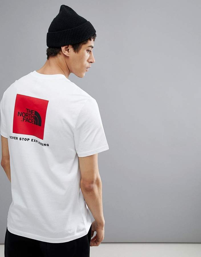 The North Face Red Box T Shirt Back Print In White 28 Asos Lookastic