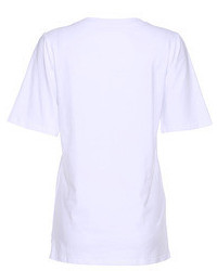 Romwe Red Lip Print White Short Sleeved T Shirt