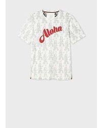 Paul Smith Slim Fit White Aloha Print Cotton T Shirt