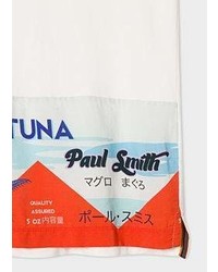 Paul Smith Slim Fit White T Shirt With Tuna Print Hem
