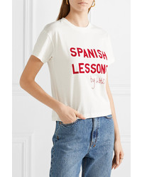 LHD Spanish Lessons Flocked Cotton Jersey T Shirt