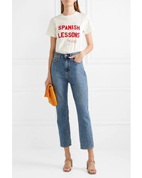 LHD Spanish Lessons Flocked Cotton Jersey T Shirt