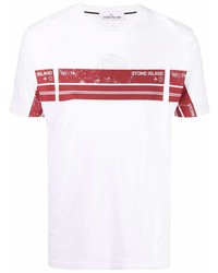 Stone Island Striped Logo Print T Shirt