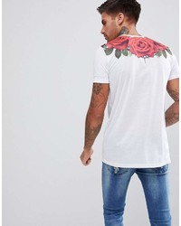 Asos T Shirt With Yoke Rose Print