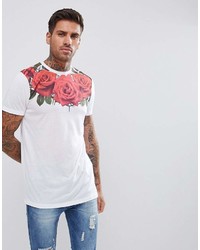 Asos T Shirt With Yoke Rose Print