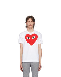 Comme Des Garcons Play White And Red Big Heart T Shirt