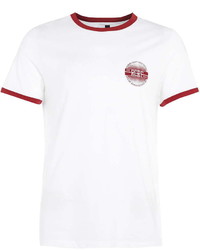 Topman White Chest Print Ringer T Shirt