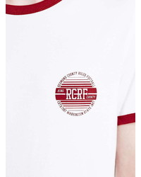 Topman White Chest Print Ringer T Shirt