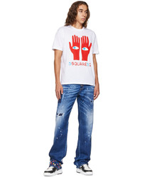 DSQUARED2 White Eyes On Hands Cool T Shirt