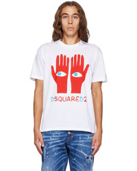 DSQUARED2 White Eyes On Hands Cool T Shirt