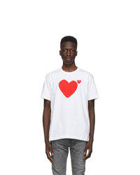 Comme Des Garcons Play White Front And Back Heart T Shirt