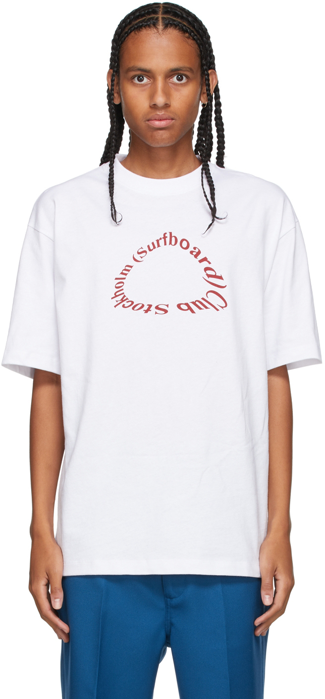 Stockholm (Surfboard) Club White Kil T Shirt, $0 | SSENSE | Lookastic