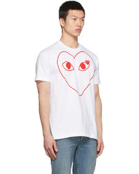 Comme Des Garcons Play White Outline Heart T Shirt