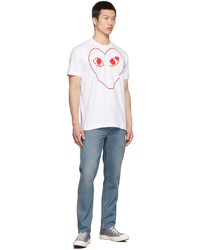 Comme Des Garcons Play White Outline Heart T Shirt