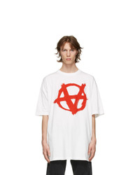 Vetements White Oversized Anarchy Gothic Logo T Shirt