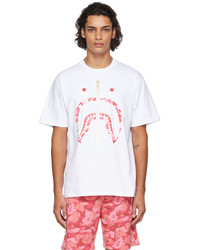BAPE White Pink Abc Camo Shark T Shirt