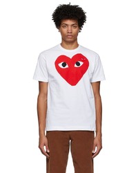 Comme Des Garcons Play White Red Big Heart T Shirt